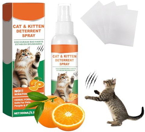 QEEROYO Spray Antiarañazos Gatos, Spray Anti Arañazos para Gatos Sofá, Ideal para Uso Indoor y Outdoor, Evita Que Los Arañen Muebles, Alfombras, Cortinas y Plantas 100 ml