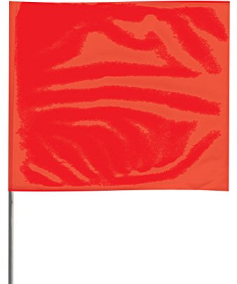 Presco 15 in. Steel Wire Staff Marking Flags [2.5 in. x 3 in. Flag]: 2 in. x 15 in. (Red) / 12-Flags