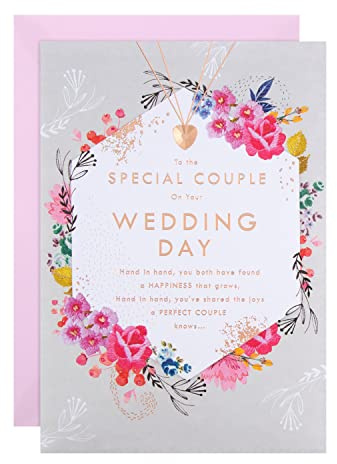 Hallmark Wedding Congratulations Card - Classic Floral and Text Design