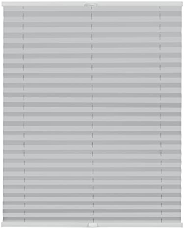 Lichtblick Plissee Klemmfix nach Maß, ohne Bohren, verspannt, Hitzeschutz, Blickdicht, Made in Germany, Thermoplissee - Hellgrau 85 cm x 130 cm (B x L)