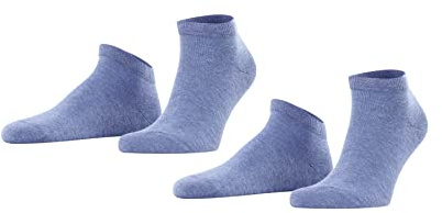 FALKE Herren Sneakersocken Happy Double Pack M Sn Baumwolle kurz einfarbig 2 Paar, Blau Light Denim 6660, 43-46