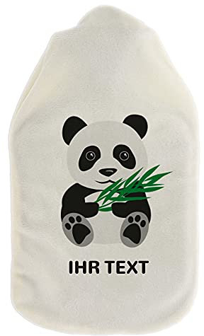 stempel-fabrik – Wärmflasche mit personalisierbarem Bezug – kuscheliger Wärmflaschenbezug mit Wunschtext wie Namen individuell gestalten – Geschenkidee für Kinder & Erwachsene (800 ml | Panda)
