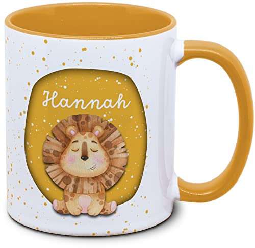 Tassenkasper - Tasse für Kinder mit Name und Löwe - in 12 Farben - Ostergeschenk, Einschulung, Kindergarten, Weihnachten