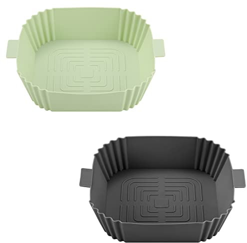 Lot de 2 friteuses à air chaud en silicone pour four à micro-ondes, four, plaque à induction, réfrigérateur (carré, version épaisse)