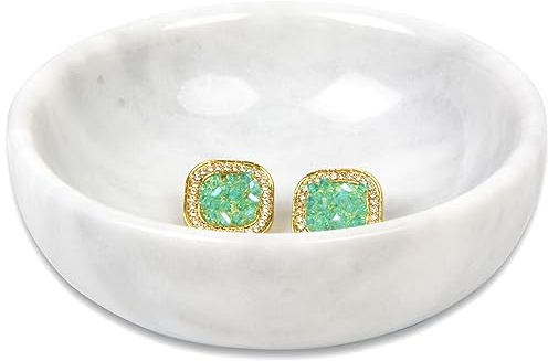 SIPARUI Plateau à bijoux en marbre naturel, plateau à bijoux, porte-bague, bol à clés, plateau à bijoux unique pour décoration de la maison, fête des mères, anniversaire et autres cadeaux de vacances