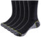 YUEDGE Mens Socks Sweat Wicking Breathable Black Cotton Cushioned Crew Tube Casual Everyday Golf Tennis Training Athletic Sports Work Socks for Men Size 9-12, Multipack, 5 Pairs