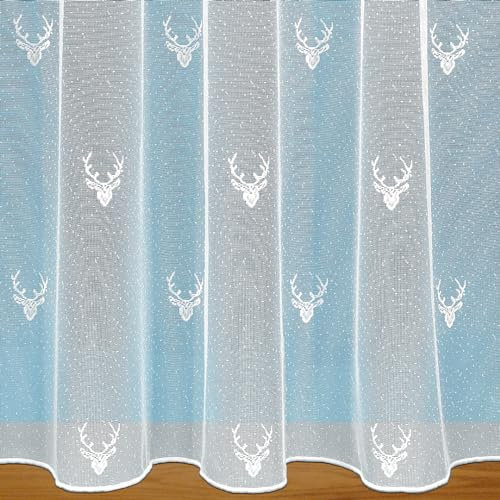 John Aird - Balmoral Stag Design Lead Weighted Net Curtain - Sold In Set Sizes (1 Metre Width, Drop: 36 (91cm))