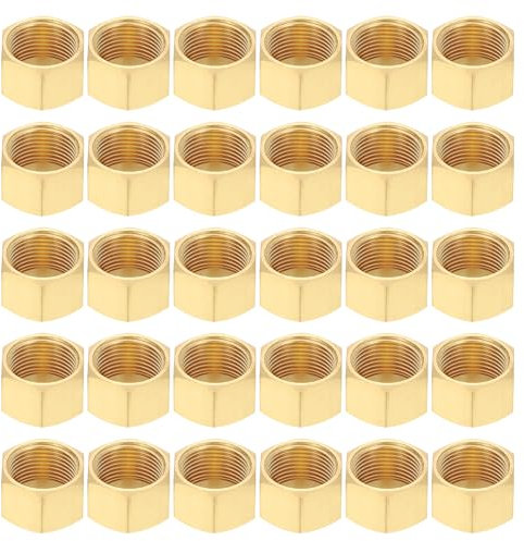 PATIKIL 1/2 Brass Compression Cap Stop Valve Cap, 30Pcs Hex Thread Pipe Fitting Tubing Ends Sealing Cap for Air Conditioner, Water, Air, Gas Line