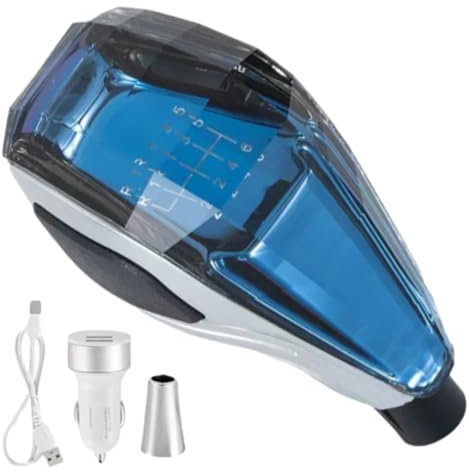Riloer Pomello del cambio per auto a 6 velocità, in cristallo, attivabile al tocco, con luce ultra LED, per veicoli a trasmissione manuale a sei marce, senza pulsanti