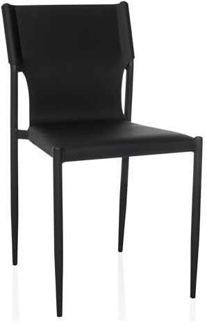 HJH Office sedia da pranzo impilabile ELLON V sedia per visitatori a quattro gambe con gambe in metallo, sedia da cucina con seduta imbottita, nero PU