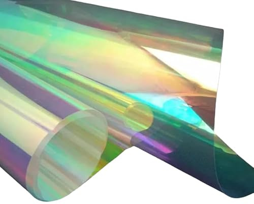 Holographic Clear PVC Vinyl Pink Mirrored Foil Fabric 20cm*95cm Iridescent Laser Transparent Film for DIY Crafts