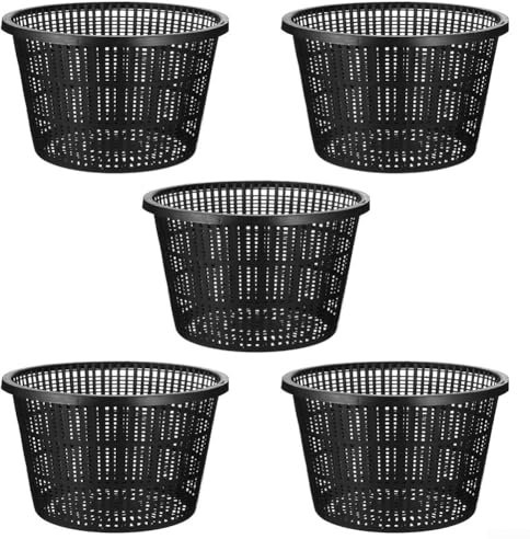 JoyousMall Lot de 5 grands paniers hydroponiques en filet pour plantes aquatiques en plastique pour plantes de bassin et de jardin pour une croissance saine, noir