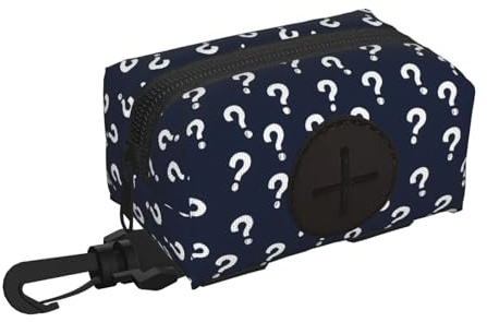 Soporte para bolsas de excremento de perro para correa, suave, ligero, blanco, estampado de signos de interrogación, dispensador de rollos, cierre de , accesorios para pasear perros con cremallera y