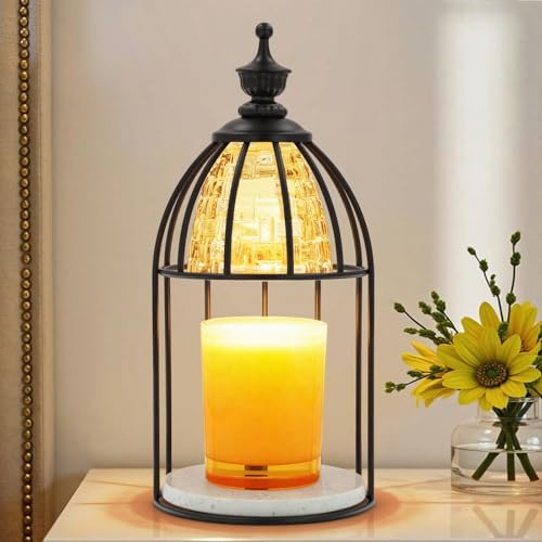 Maromamix Lámpara calentadora de velas con temporizador y atenuador, derretidor de cera eléctrico vintage para velas perfumadas, luz nocturna aromática y decoración del hogar, regalo para mujeres