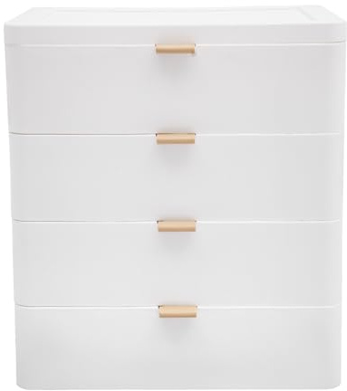 Contenedor de almacenamiento de plástico de 4 niveles 26x20x29 cm, contenedores de almacenamiento apilables con cajones, cajones de almacenamiento plegables, estables, organizador con superficie de
