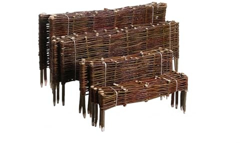 rg-vertrieb Lot de 5 Bordures de Jardin en Osier EKO 120x30cm, Clôture Décorative Naturelle, Barrière de Parterre Flexible, Idéale pour Allées et Fleurs, Qualité Pro