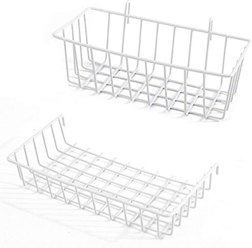 GBYAN Gitterkörbchen Metalldraht Korb für Gitterwand Straight Shelf Flower Pot Display for Wire Wall Grid Panel, 2 Pack (Weiß)