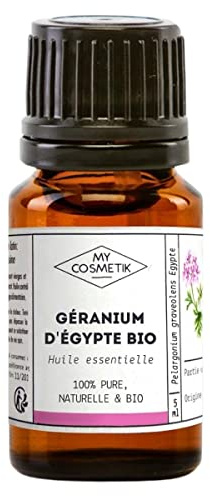 MyCosmetik - Huile Essentielle de Géranium d'Egypte BIO AB - Issue de l'agriculture Biologique - Chémotypées HEBBD/HECT - 100% pure et naturelle - Certifié ECOCERT - Fabriqué en France - 5 ml