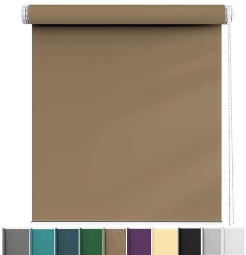 Estor Enrollable Sin Taladrar 50 x 140 cm Protección contra La Luz Y La Luz Solar Estor Enrollable Screen con Cadena para Puertas y Ventanas, Gris Pardo