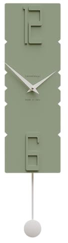 CalleaDesign Orologio a Pendolo Moderno da Parete Rock 14x63 cm [Verde Salvia]
