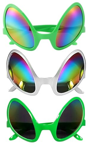 ARROMI 3 PCS Alien Glasses, Alien Sunglasses for Halloween Masquerade Party Favor and Photography Crops, Alien Costume Accessories, Alien Boppers for Adults Masquerade Party Favor