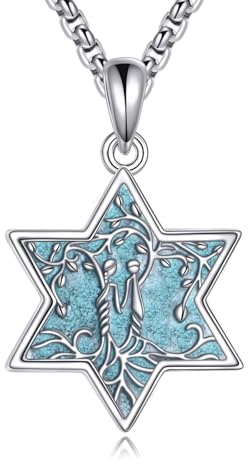 CUPENDA Davidstjärna halsband 925 sterlingsilver turkos livsträd berlock halskedja judisk stjärnkedja smycke gåvor kvinnor, Ingen ädelsten