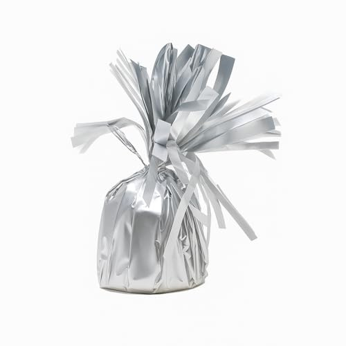 PARTYRAMA.CO.UK Matte Silver Foil Helium Balloon Weight 175gr - Single - Durable & Colourful Weight for Birthdays Parties, Events & Celebrations - Perfect Balloon Weight Holder