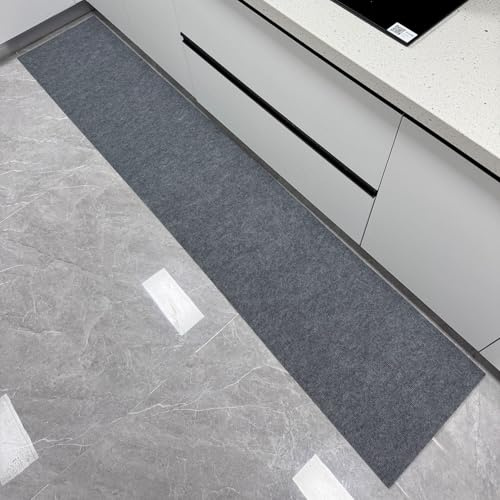Generisch Waschbare Küchenteppich mit Kleberückseite, zuschneidbar, rutschfest, für Küche, Flur, Eingangsbereich, Wohnzimmer (Hellgrau, 40 * 200cm)