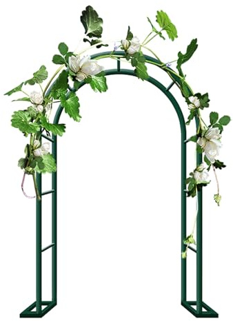 Arco de jardín de 80 a 350 cm de ancho, árbol de rosas de metal para plantas trepadoras, jardín, arco de boda para decoración al aire libre, verde pera, 280 x 40 x 220 cm