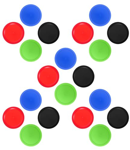 Zerodeko Discos de Hockey de Aire de Plástico 64 MM Paquete 20 Piezas 5 Rojos 5 Azules 5 Negros 5 Verdes Accesorios para Mesa de Hockey de Aire Repuestos Duraderos para Juegos