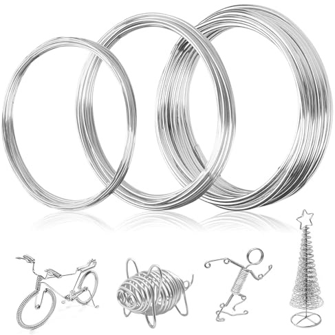 3 Pieces 2 mm X 10 m, 1.5 mm X 10 m, 1 mm X 10 m Aluminum Craft Wires
