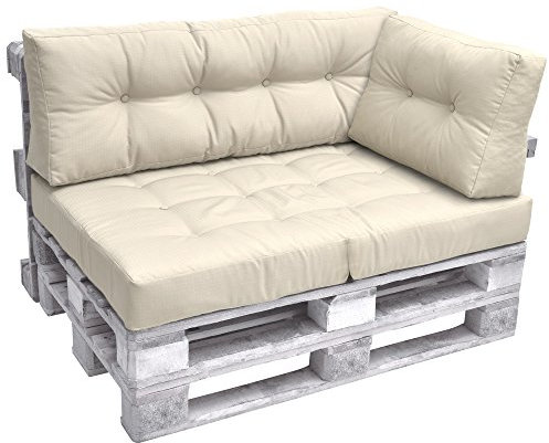 Beautissu Outdoor Pallet Furniture Cushions Arm Pad 60x40x15 cm - Euro Pallet Sofa Lounge Cushion Garden Bench Beige - Eco Elements