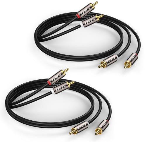J&D RCA Cable, (2 Pack) Gold-Plated RCA Audio Cables, Copper Shell 2RCA Male to 2RCA Male Stereo Audio Cable, 3 Feet