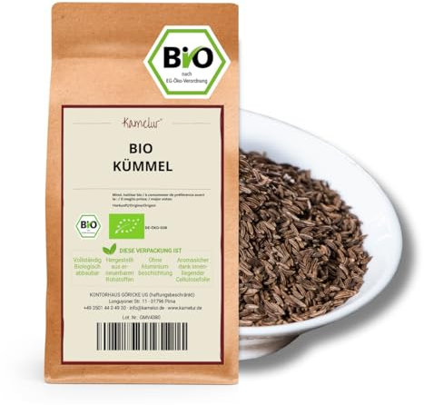 500g di carvi intero BIO - semi di cumino intero biologico altamente aromatico, senza additivi - perfetto come un cumino calmante - in confezione biodegradabile