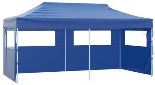 vidaXL Gazebo Professionale Pieghevole con 4 Pareti Finestre Trasparenti Tendone Tenda per Feste da Giardino 3x6m in Oxford PVC e Acciaio Blu