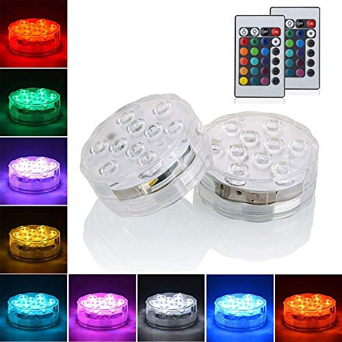 Multicolor Fernbedienung RGB LED-Unterwasserbeleuchtung,Wasserdichte Farbwechsel LED Magic Light für Vase Base,Floral, Aquarium,Teich,Hochzeit (2piece-flower)