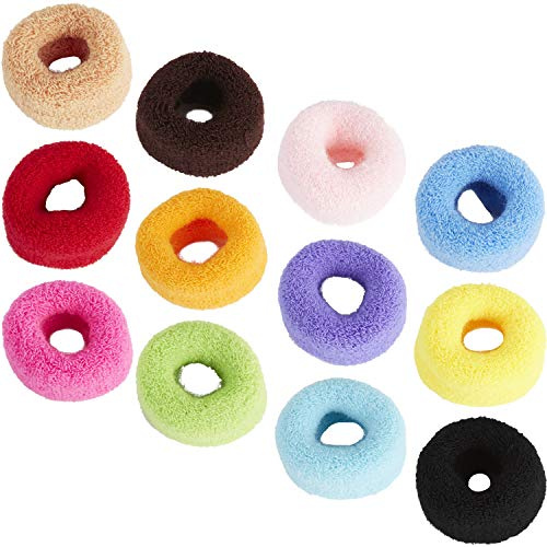 Paquete de 12 gomas elásticas de para el pelo de tela de rizo elásticas, anchas, gruesas, corbatas para el pelo,banda de goma, soporte para coleta, accesorios para el cabello para mujeres y niñas