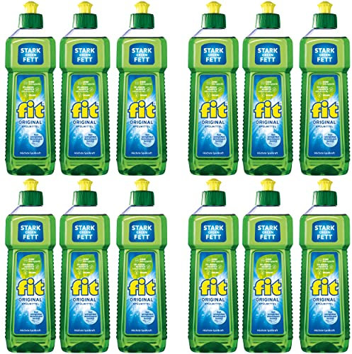 fit Spülmittel Original Karton - 12 x 500 ml II fit Original Geschirrspülmittel flüssig (12 x 500ml), biologisch abbaubares Spülmittel, höchste Spülkraft und sparsamer Verbrauch, nachhaltig & vegan