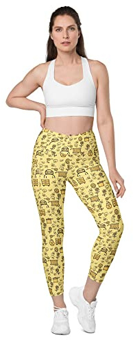 Beekeeper Crossover Waist Leggings with Pockets White