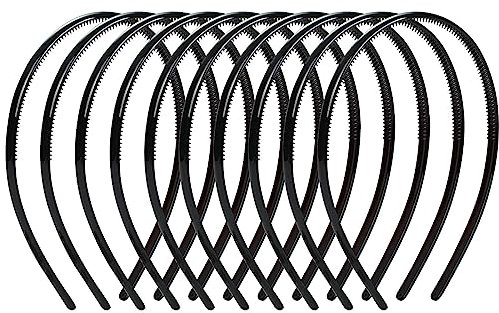 10 Stück Kunststoff Stirnbänder 8mm Schmale Zähne Kamm Dünne Haarbänder Schwarze Haarschmuck DIY Haarbänder für Kinder Damen Männer