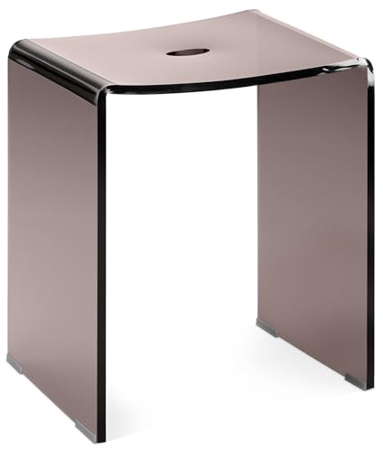 Navaris Duschpall av akryl 43,5 x 37 x 28 cm – badrumspall, badrumsstol – sittbänk för dusch och badkar – halkfri modern pall, grå