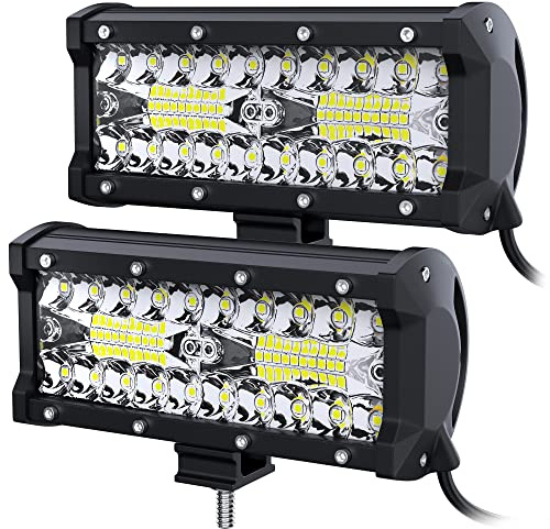 antom Faro da Lavoro LED，7’’ Cree 2 PCS 240W LED faretti led auto 12V 24V Faro da Lavoro 6500K Riflettore IP67 Impermeabile Fuoristrada per Moto Auto ATV SUV Trattore Camion