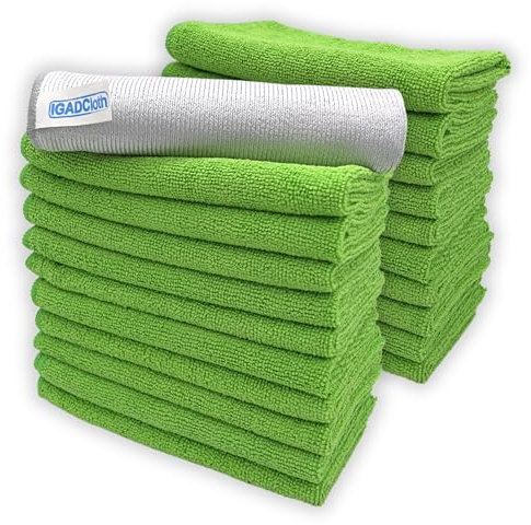 IGAD IGADCloth 20 Green Microfibre Cleaning Cloths+1 free glass cloth, 40x40cm, Durable Cleaning Cloths for a Pristine Clean, Ideal Microfiber Cloth for all Surfaces