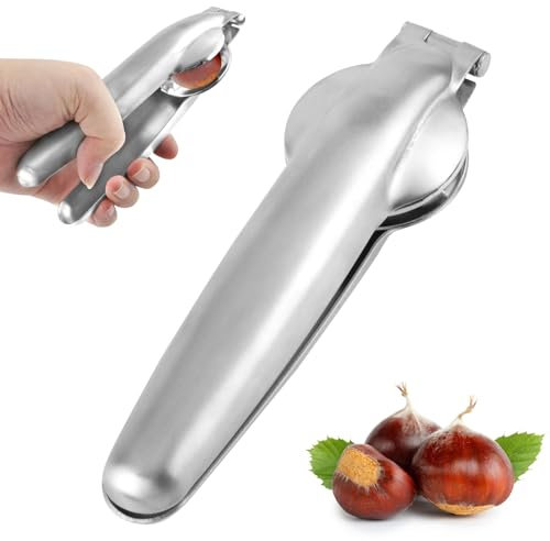 WOKICOR Taglia Castagne, Pinza per Castagne, Castagne Schiaccianoci in Acciaio Inox, Multifunzione Sbuccia della Apri, Castagno Clip, Castagne Utensili Cucina, Apricastagn, Nut Cracker Sheller Noce