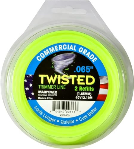 MaxPower EU-338800 Co-Polymer Trimmerfaden 1.6mm - 12 Meter Länge quadratisch gedreht, neongelb