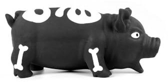 Record - Hundespielzeug aus Latex mit Squeaker Horror Schwein Skelett - Interaktives Spielzeug für Tiere - strapazierfähiges Material - Farbe Schwarz - Größe: 22 cm
