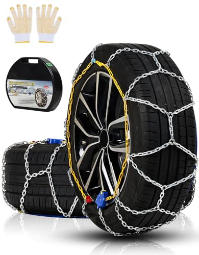 Auto Tightening Snow Chains Tire Chains For Cars Suv Pickup Trucks - Auto Tightening 1 Min Quick Fit AND Easy Installation, Reusable Universal Emergency Traction Snow Chains - Set of 2(HKN160)