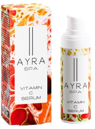 AYRA SPA - Siero alla Vitamina C | con Acido Ferulico & Acido Ialuronico | Ricco di Vitamine & Antiossidanti | Energizzante, Idratante & Illuminante | VEGAN e 99% Naturale | Certificato COSMOS