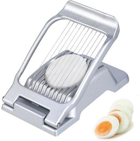 Taglia Uovo Sodo - Tagliauovo a Fette - Affettatrice per Uova in lega di alluminio con fili da taglio in acciaio inox 304,Affettauova per uova,kiwi,fragole e cibi morbidi(Argento)