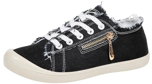 Xbemkste promenadskor, dam, kanvasskor, mjuk vulkanisering, fritidsskor, remballerina, damer, sommarskor, bekväma, halvskor, svart, 37.5 EU